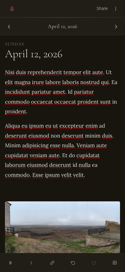 Piruetas mobile, dark theme